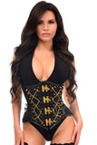 Daisy Corsets Top Drawer Black Brocade Steel Boned Underbust Corset w/Gold Hardware - Daisy Corsets - Flyclothing LLC