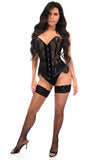 Daisy Corsets Top Drawer Black Mesh Net w/Patent Steel Boned Overbust Corset - Daisy Corsets - Flyclothing LLC