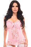 Daisy Corsets Lavish Lt Pink Lycra & Lace Hook & Eye Stretch Bustier Corset - Daisy Corsets - Flyclothing LLC