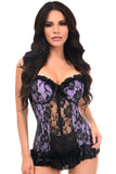 Daisy Corsets Lavish Lt Purple w/Black Lace & Lycra Hook & Eye Stretch Bustier Corset - Daisy Corsets - Flyclothing LLC