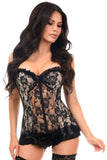 Daisy Corsets Lavish Nude w/Black Lace & Lycra Hook & Eye Stretch Bustier Corset - Daisy Corsets - Flyclothing LLC
