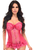 Daisy Corsets Lavish Fuchsia Lycra & Lace Hook & Eye Stretch Bustier Corset - Daisy Corsets - Flyclothing LLC