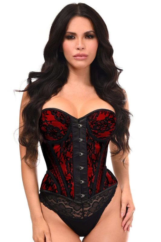 Daisy Corsets Top Drawer Red w/Black Lace Steel Boned Underwire Bustier Corset - Daisy Corsets - Flyclothing LLC