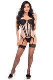 Daisy Corsets Lavish Nude/Black Mesh Underwire Bustier Corset w/Garters - Daisy Corsets - Flyclothing LLC