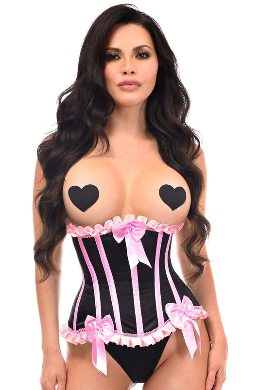Daisy Corsets Top Drawer Black/Pink Steel Boned Burlesque Underbust Corset Waist Cincher - Daisy Corsets - Flyclothing LLC