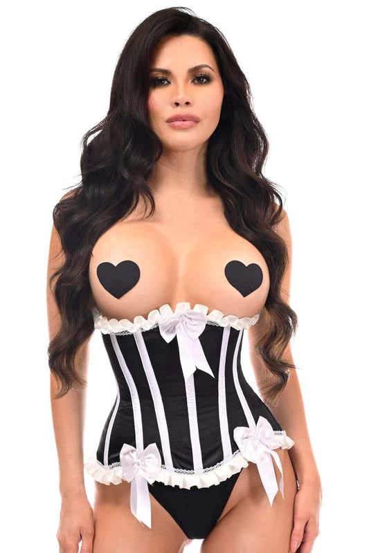Daisy Corsets Top Drawer Black/White Steel Boned Burlesque Underbust Corset Waist Cincher - Daisy Corsets - Flyclothing LLC