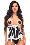 Daisy Corsets Top Drawer Black/White Steel Boned Burlesque Underbust Corset Waist Cincher - Daisy Corsets - Flyclothing LLC