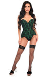 Daisy Corsets Top Drawer Green Satin w/Black Lace Overlay Steel Boned Overbust Corset - Daisy Corsets - Flyclothing LLC