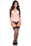 Daisy Corsets Top Drawer Lt Pink Patent Leather Steel Boned Overbust Corset - Daisy Corsets - Flyclothing LLC