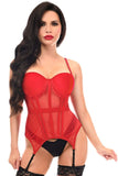 Daisy Corsets Lavish Red Mesh Underwire Bustier Corset w/Garters - Daisy Corsets - Flyclothing LLC