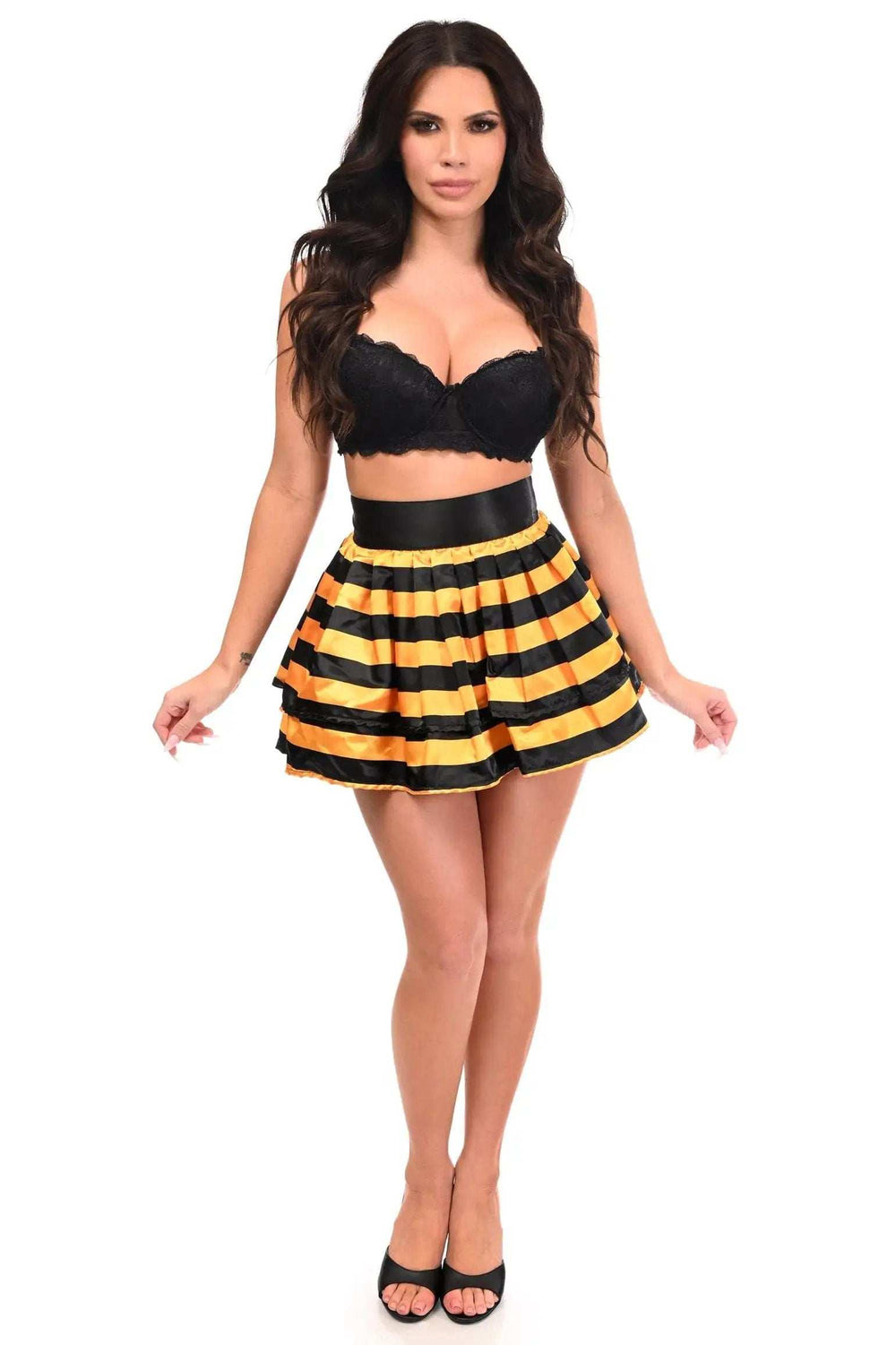 Daisy Corsets Yellow/Black Satin 2 Layer Skirt - Daisy Corsets - Flyclothing LLC