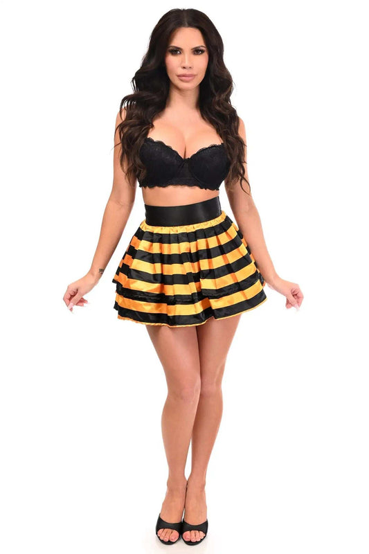Daisy Corsets Yellow/Black Satin 2 Layer Skirt - Daisy Corsets - Flyclothing LLC