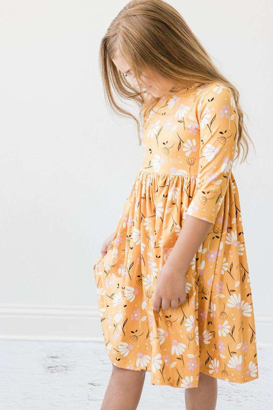Dandelions in Fall 3/4 Sleeve Pocket Twirl Dress - Mila & Rose ® - Flyclothing LLC
