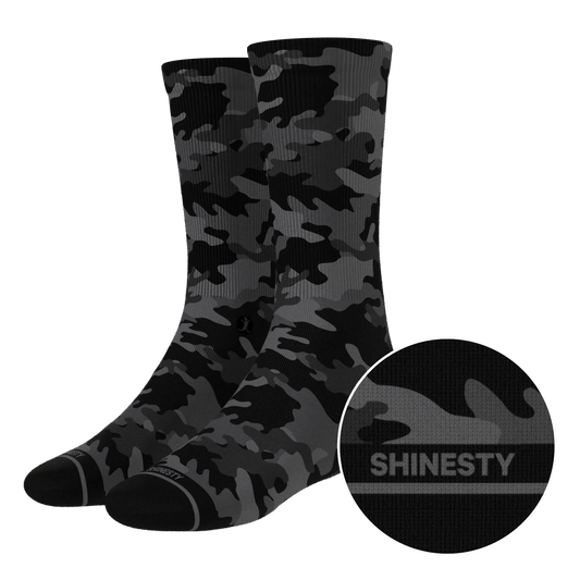 The Darkside | Black Camouflage Heel Hammock™ Crew Socks - Shinesty - Flyclothing LLC