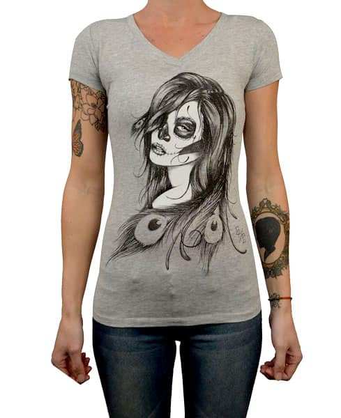 Black Market Art Company Dead Feathers Women's V-Neck T-Shirt - Black Market Art Company - Flyclothing LLC