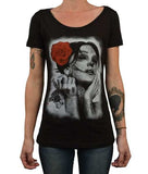 Black Market Art Company Dead Queen Women's Loose Neck T-Shirt - Black Market Art Company - Flyclothing LLC