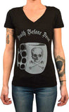 Black Market Art Company Death Before Decaf Women's V-Neck T-Shirt - Black Market Art Company - Flyclothing LLC