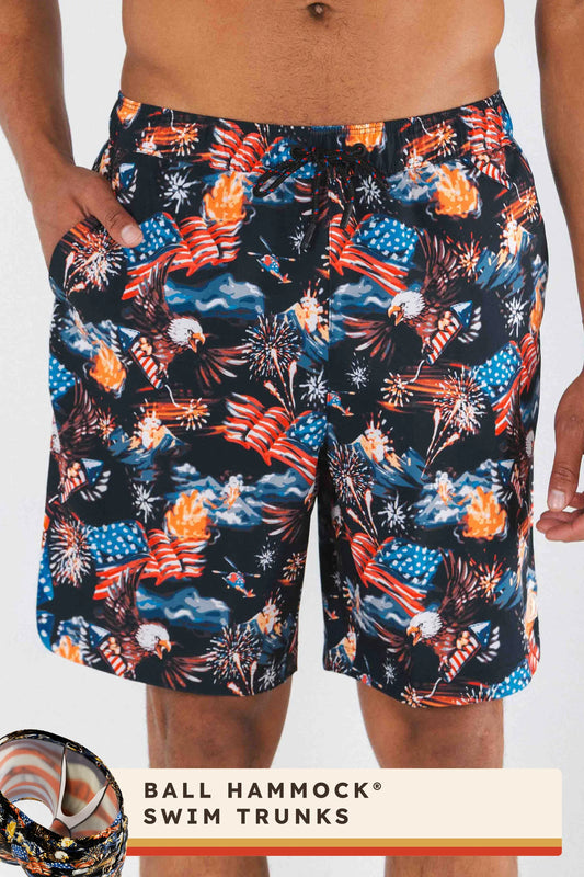 The Declaration | Americana Eagles Ball Hammock® Pouch 8" Swim Trunks - Shinesty - Flyclothing LLC