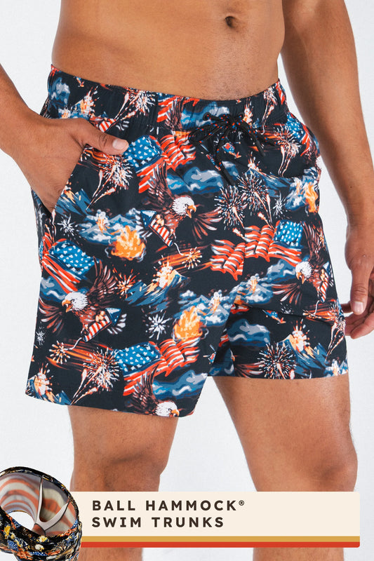 The Declaration | Americana Eagles Ball Hammock® Pouch 5" Swim Trunks - Shinesty - Flyclothing LLC