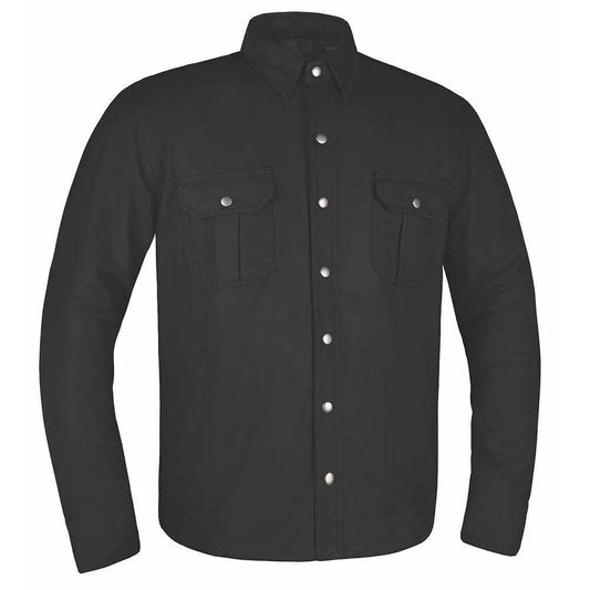Defender - Mens Black Armored Flannel - Unik Just for Bikers - Flyclothing LLC