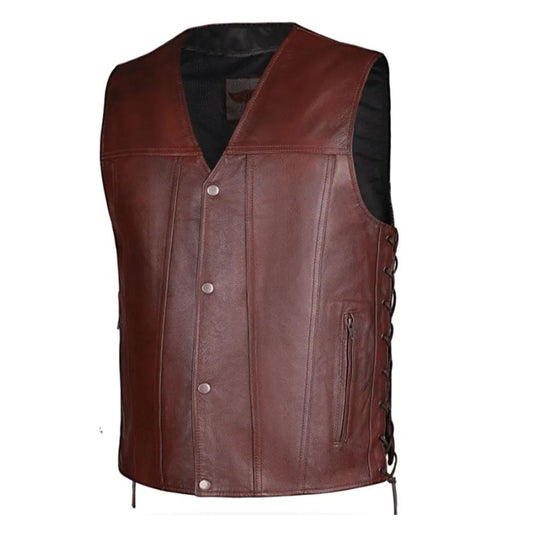 Denver - Mens Premium Leather Vest - Unik Just for Bikers - Flyclothing LLC