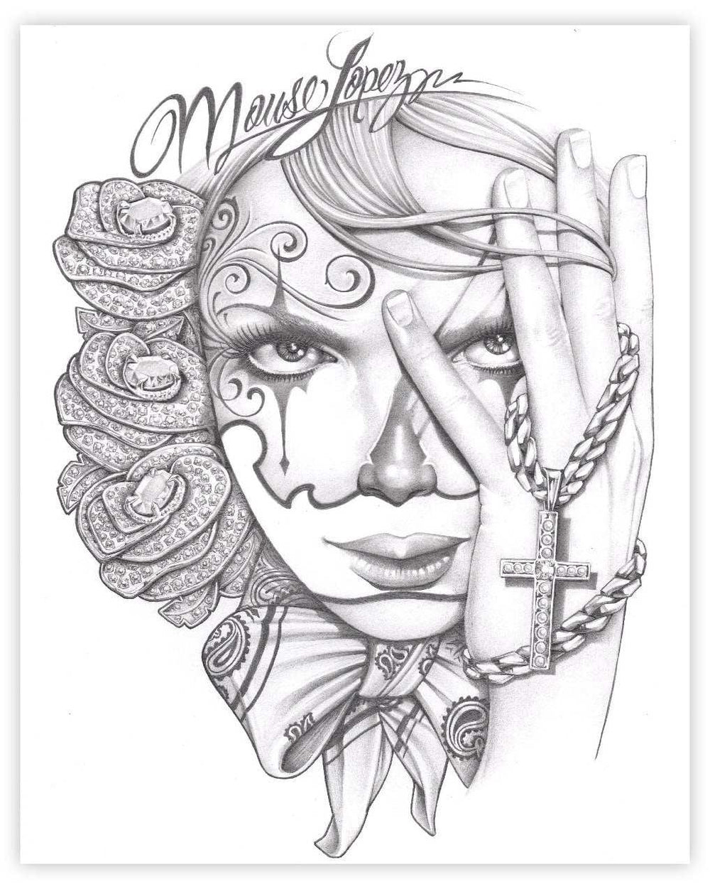 Black Market Art Company Diamond Roses Print - Black Market Art Company - Flyclothing LLC