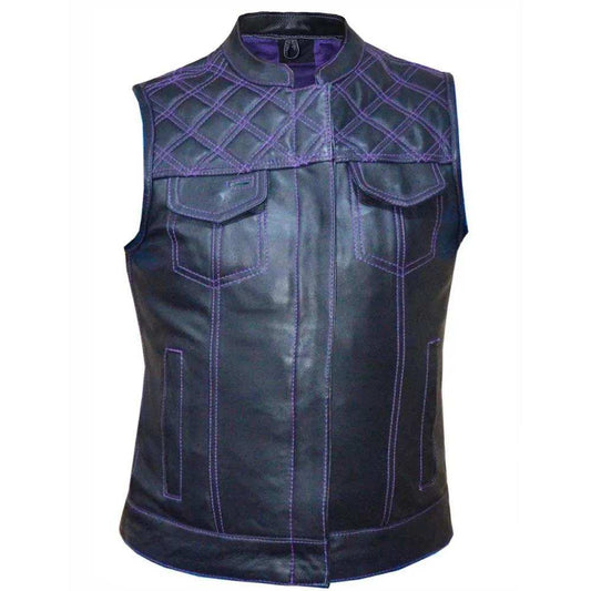 Mauve - Ladies SOA Style Club Vest - Unik Just for Bikers - Flyclothing LLC