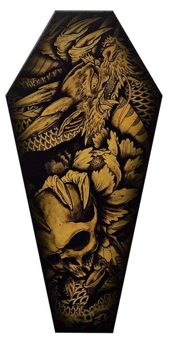 Black Market Art Company Dragon & Skull & Stretched Canvas Coffin Print - Black Market Art Company - Flyclothing LLC
