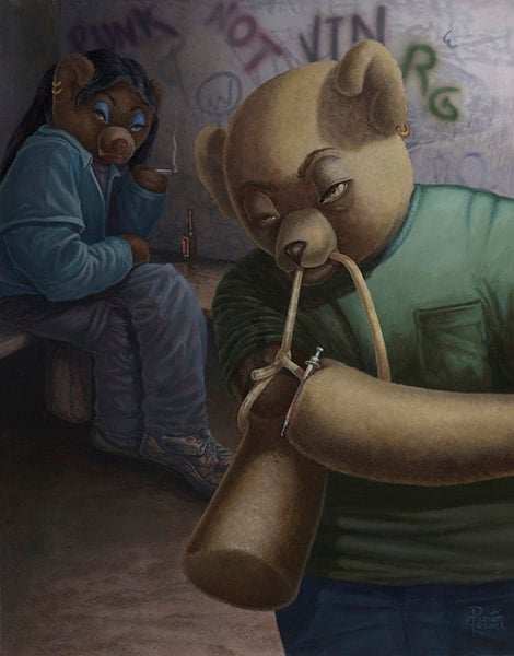 Black Market Art Company Drug Addict Teddy I Print - Black Market Art Company - Flyclothing LLC