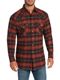 Men's Ely Cattleman Long Sleeve Brawny Flannel Western Snap Shirt- Rust - Ely Cattleman - Flyclothing LLC