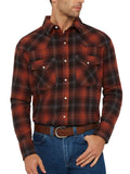 Men's Ely Cattleman Long Sleeve Brawny Flannel Western Snap Shirt- Rust - Ely Cattleman - Flyclothing LLC
