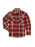 Boy's Ely Cattleman Long Sleeve Ombre Plaid Western Snap Shirt- Blue & Rust - Ely Cattleman - Flyclothing LLC