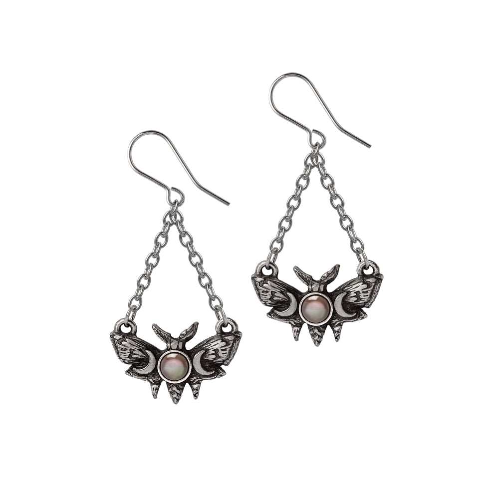 Alchemy Lunar Moth Dropper Earrings - Alchemy Gothic - Flyclothing LLC