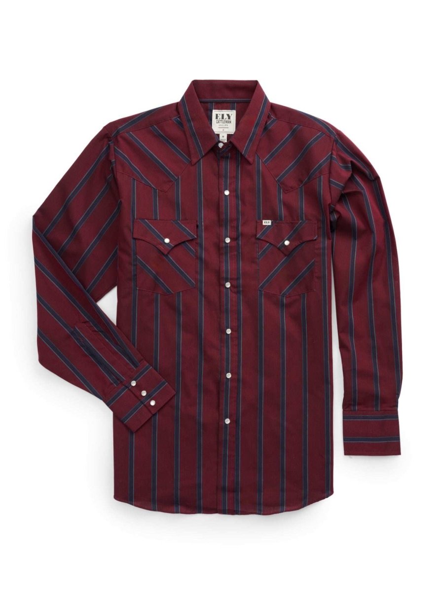 Men's Ely Cattleman Long Sleeve Stripe Western Snap Shirt - Ely Cattleman - Flyclothing LLC