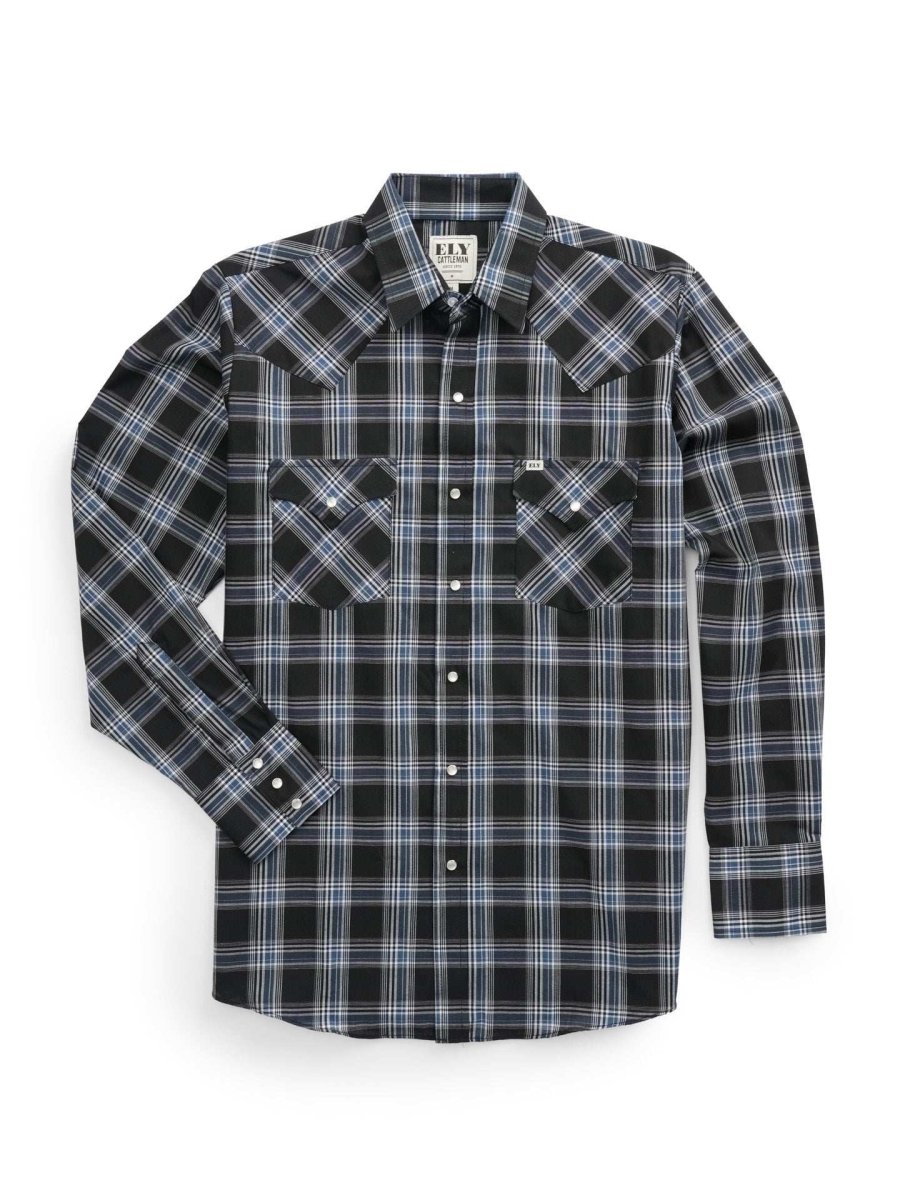 Men's Ely Cattleman Long Sleeve Plaid Western Snap Shirt - Ely Cattleman - Flyclothing LLC