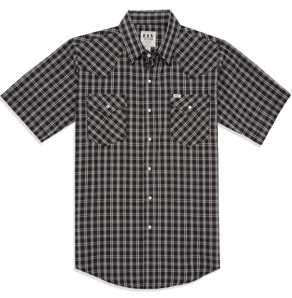Men's Ely Cattleman Short Sleeve Plaid Western Snap Shirt - Ely Cattleman - Flyclothing LLC