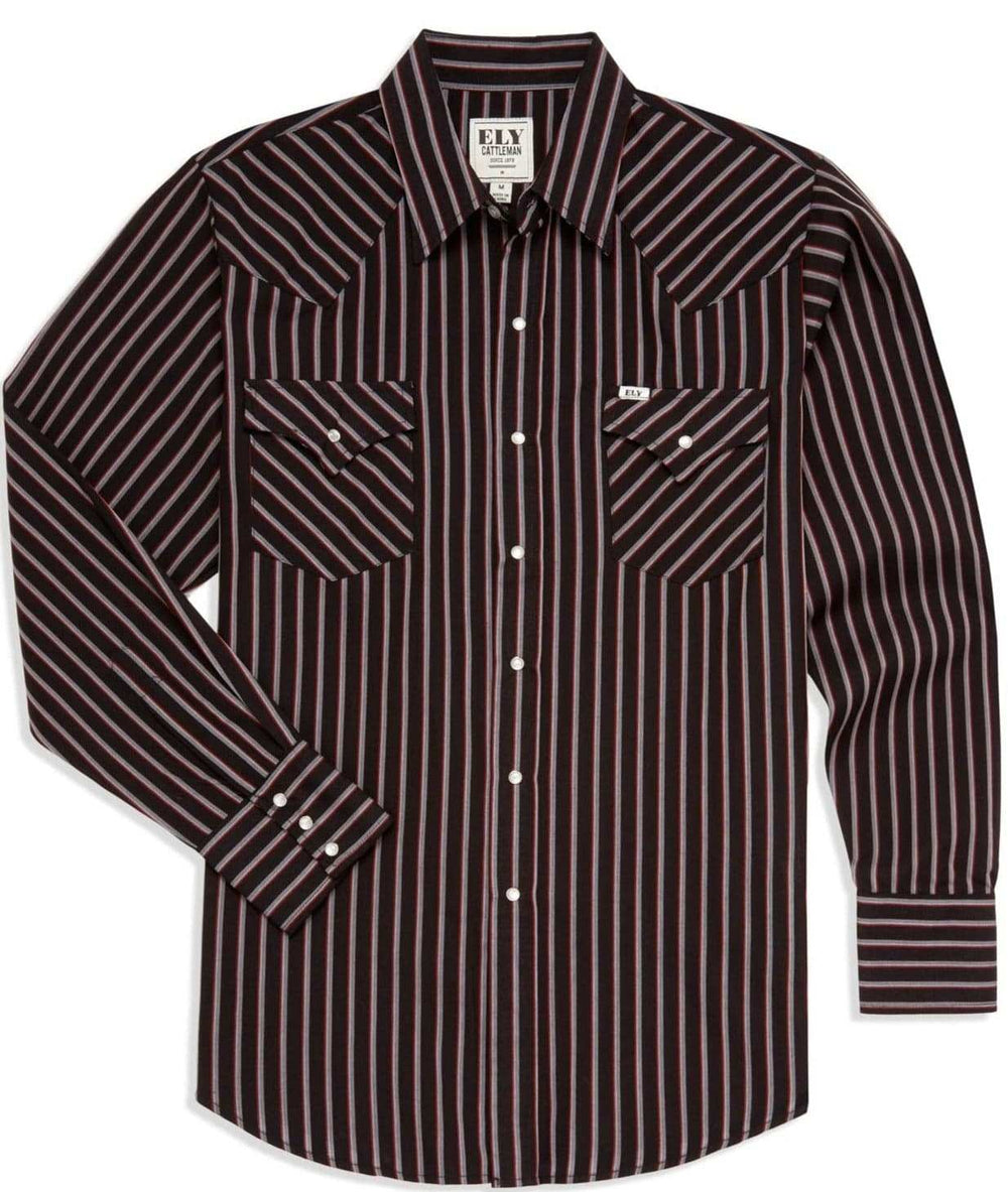 Men's Ely Cattleman Long Sleeve Stripe Western Snap Shirt - Ely Cattleman - Flyclothing LLC