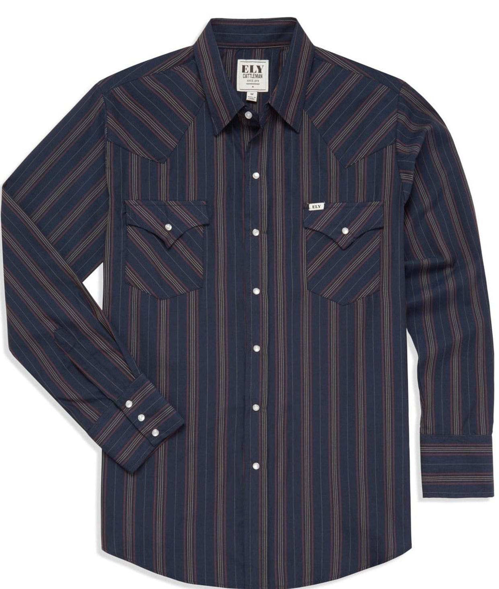 Men's Ely Cattleman Long Sleeve Stripe Western Snap Shirt - Ely Cattleman - Flyclothing LLC