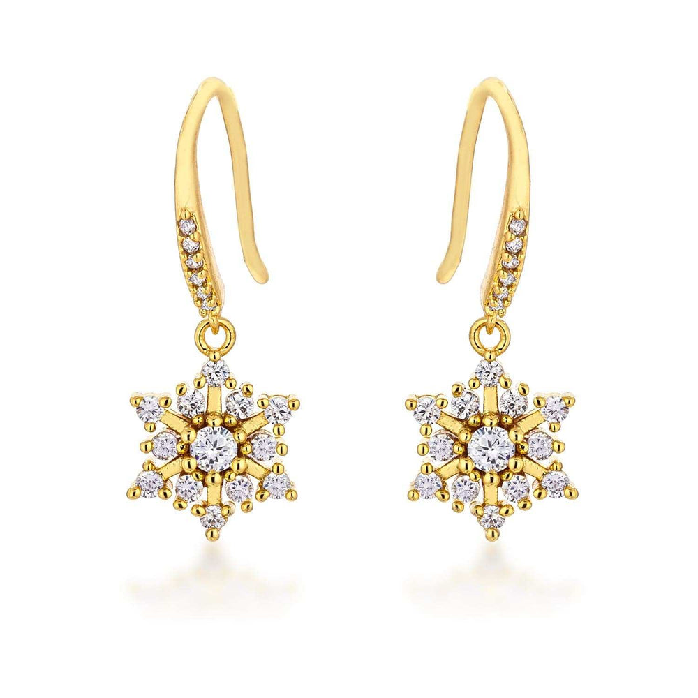 Dainty Gold Plated Snowflake Drop Earrings - JGI - Flyclothing LLC