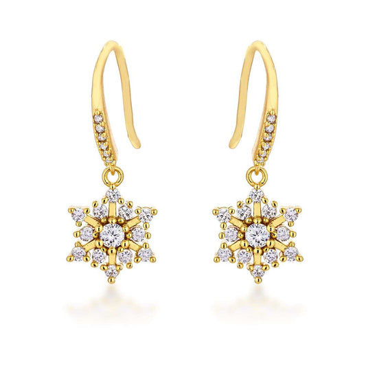 Dainty Gold Plated Snowflake Drop Earrings - JGI - Flyclothing LLC