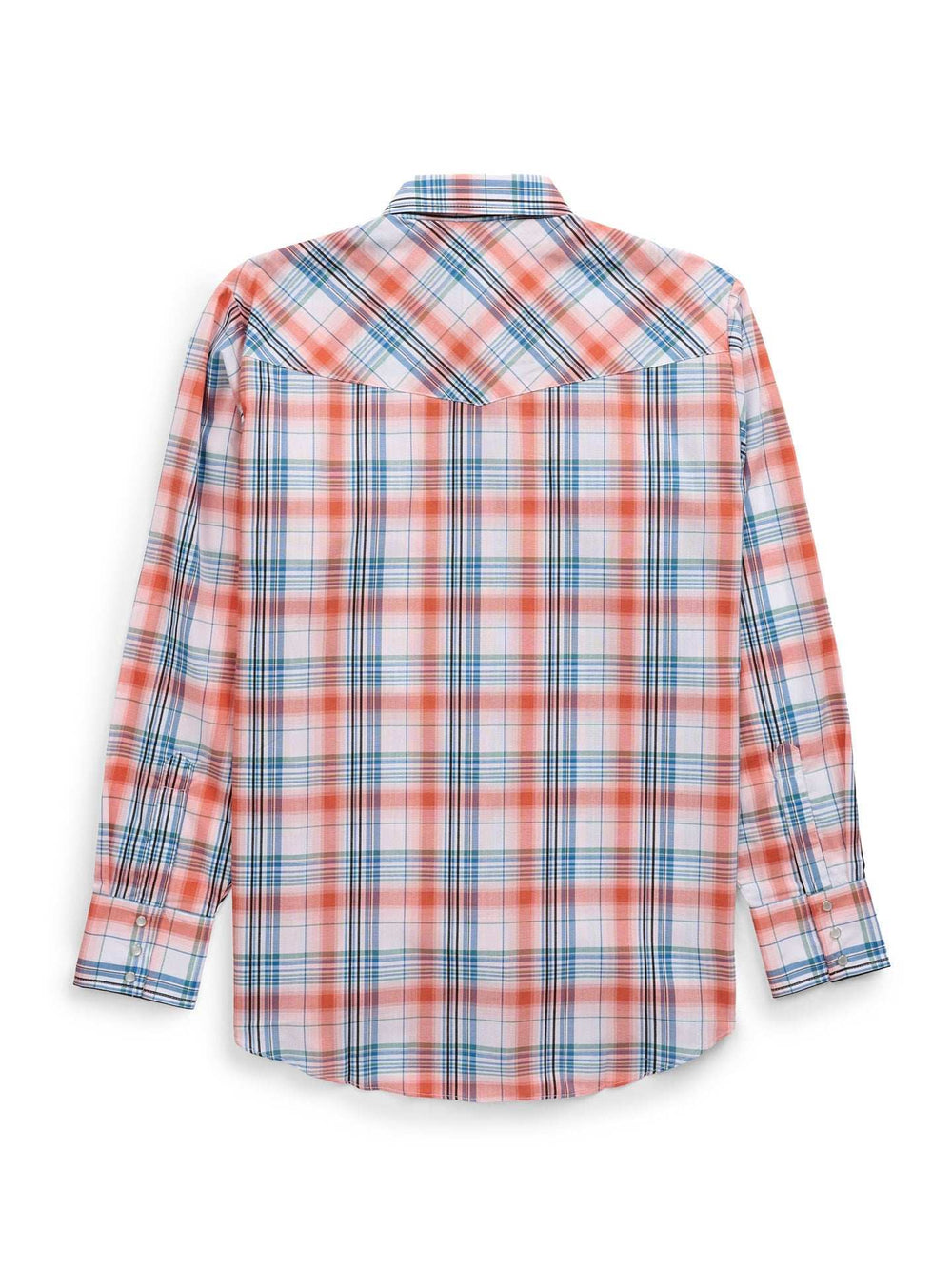 Men's Ely Cattleman Long Sleeve Textured Plaid Western Snap Shirt- Melon - Ely Cattleman - Flyclothing LLC