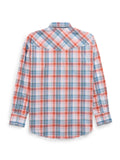 Men's Ely Cattleman Long Sleeve Textured Plaid Western Snap Shirt- Melon - Ely Cattleman - Flyclothing LLC
