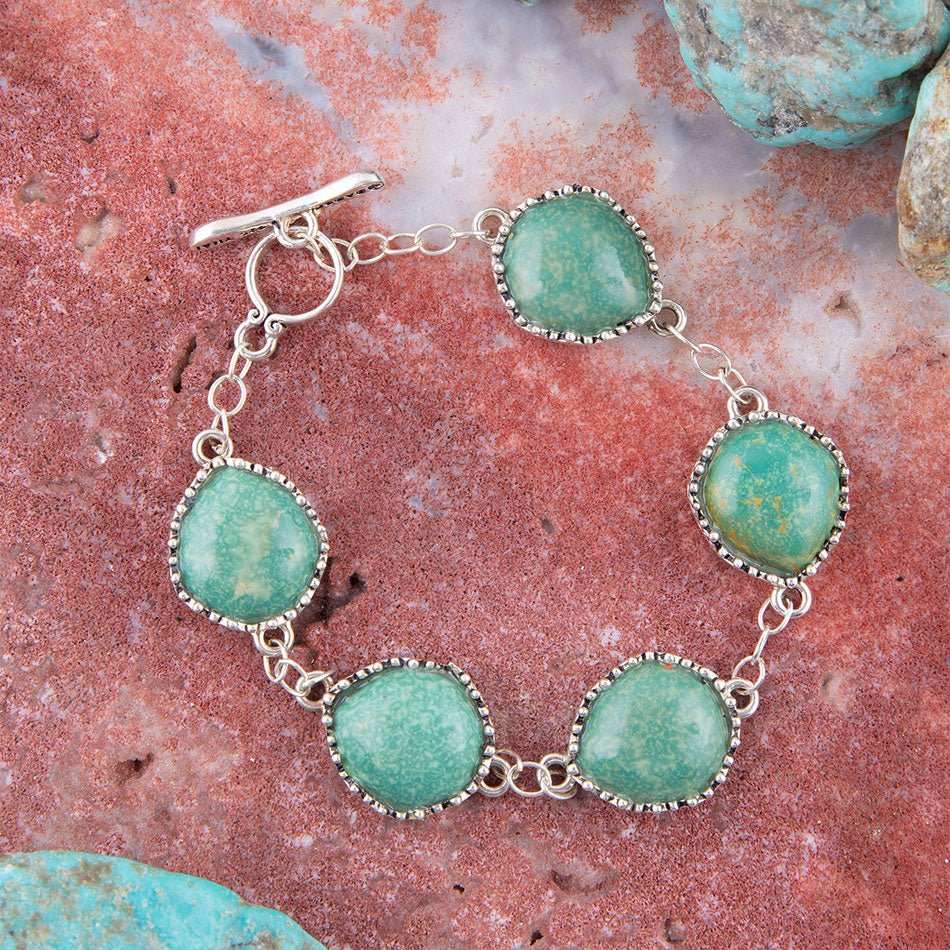 Intricate Green Turquoise and Sterling Silver Toggle Bracelet - Barse Jewelry - Flyclothing LLC