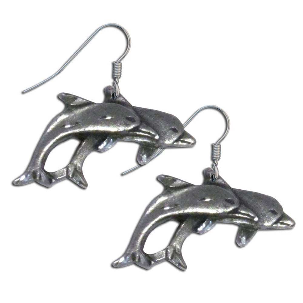 Dangle Earrings - Two Dolphins - Siskiyou Originals - Flyclothing LLC