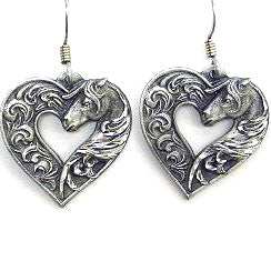 Dangle Earrings - Horse head Heart - Siskiyou Originals - Flyclothing LLC