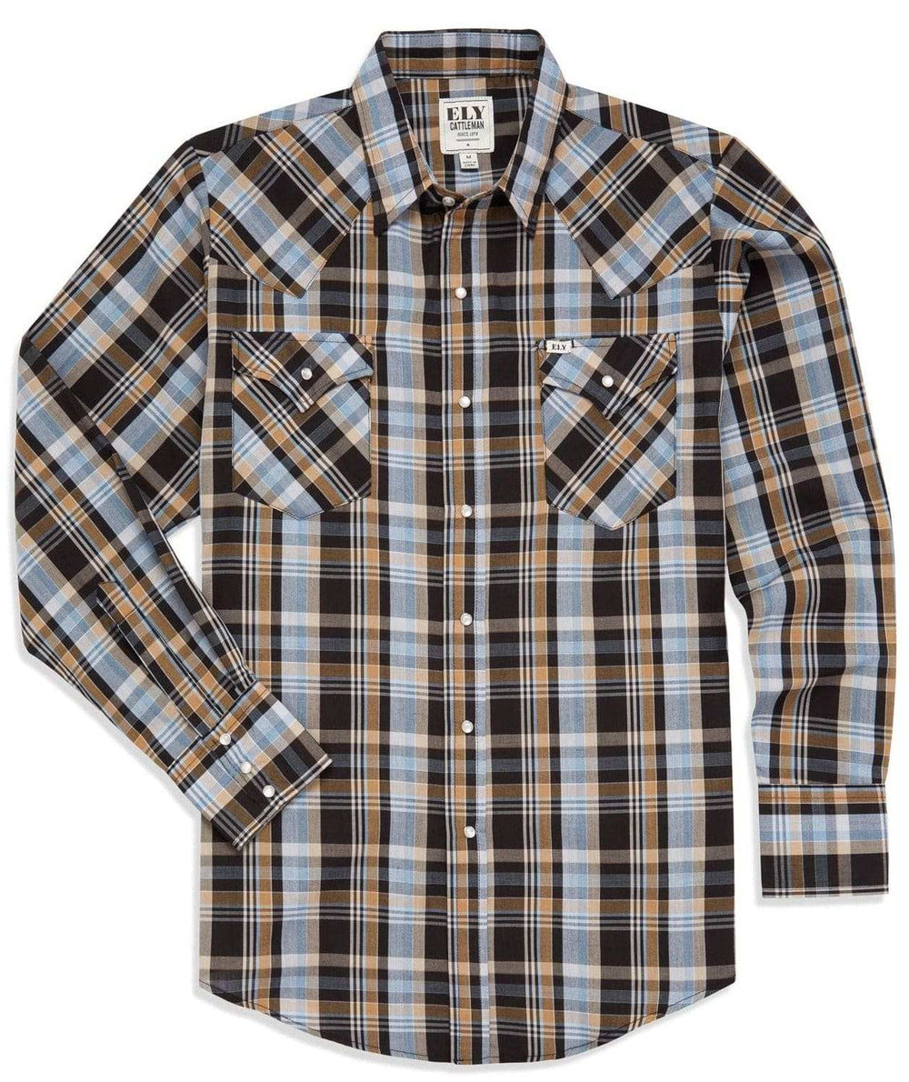 Men's Ely Cattleman Long Sleeve Plaid Western Snap Shirt - Ely Cattleman - Flyclothing LLC
