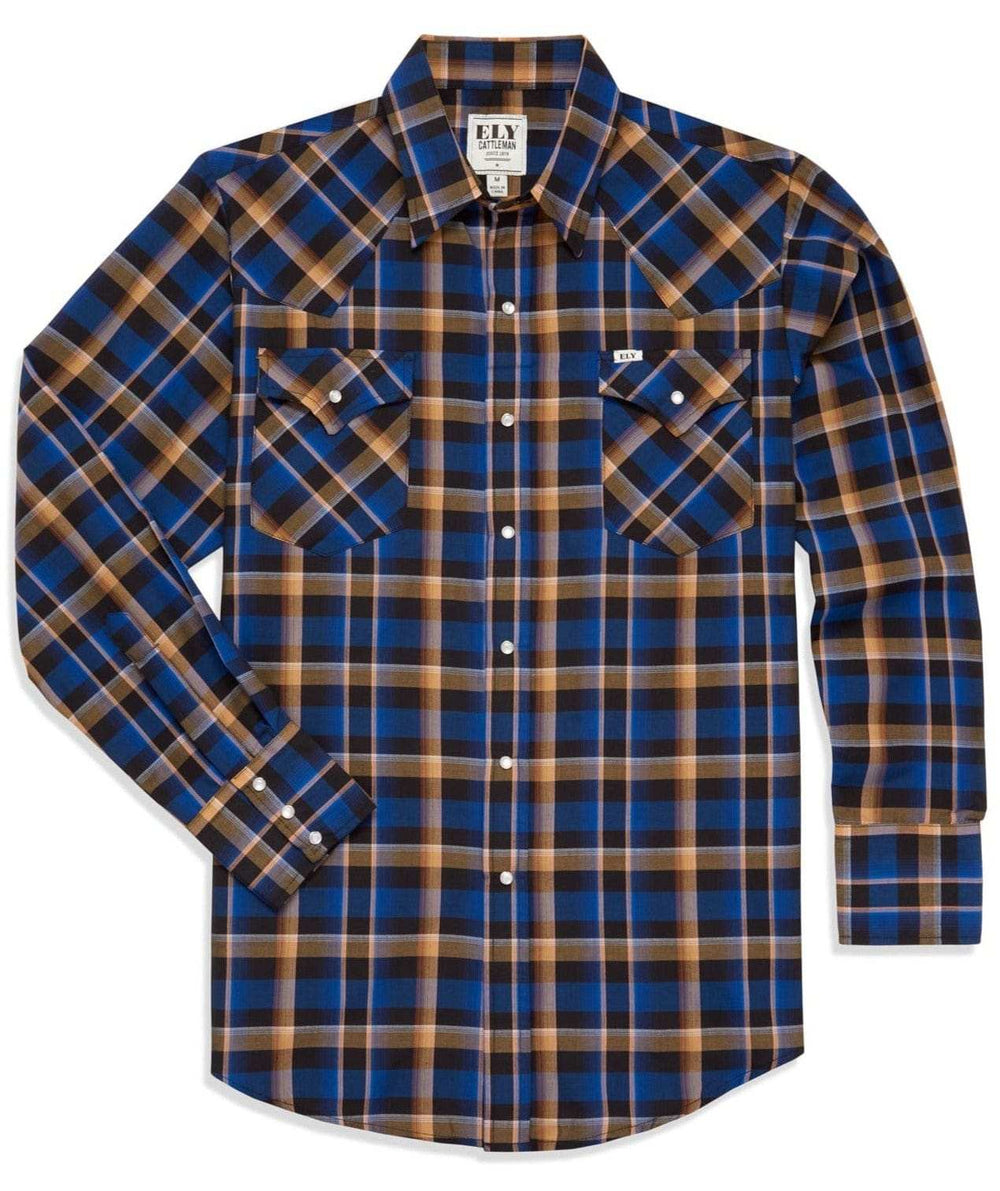 Men's Ely Cattleman Long Sleeve Plaid Western Snap Shirt - Ely Cattleman - Flyclothing LLC