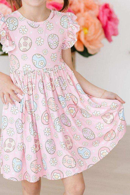 Easter Egg Hunt Flutter Sleeve Twirl Dress - Mila & Rose ® - Flyclothing LLC