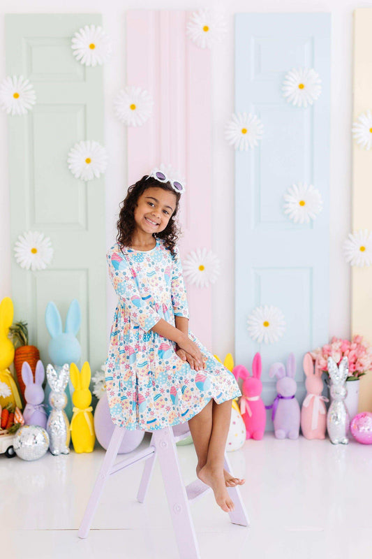 Egg-cellent 3/4 Sleeve Pocket Twirl Dress - Mila & Rose ® - Flyclothing LLC