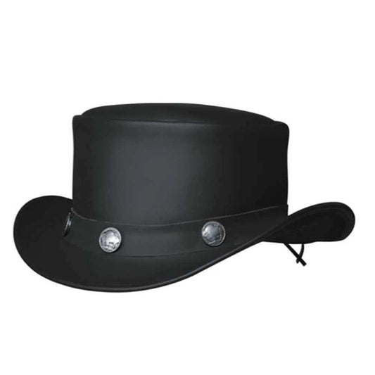 El Toro - Mens Premium Leather Top Hat - Unik Just for Bikers - Flyclothing LLC